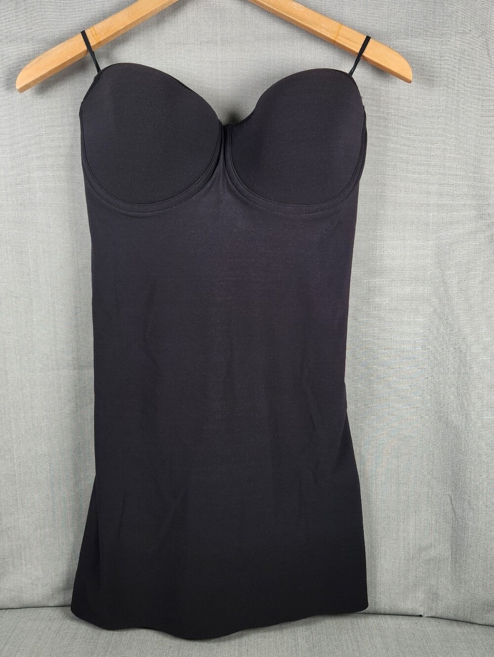 Naomi & Nicole Shapewear Womens 40C Black Luxe Slip Strapless Bra Bodysuit Nylon